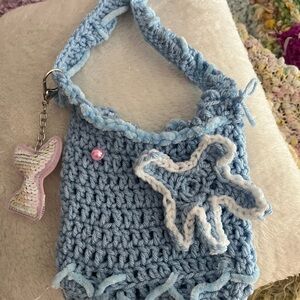Handmade Blue Crochet Mermaid Ocean Bag